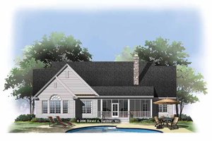 Exterior - Rear Elevation for Ranch House Plan #929-876 - 4 bed, 3 bath