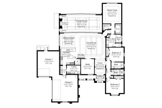 Floor Plan - Main Floor for Mediterranean House Plan #930-448 - 3 bed, 3 bath