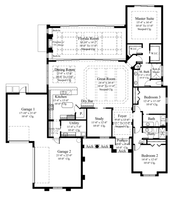 Architectural House Design - Mediterranean Floor Plan - Main Floor Plan #930-448