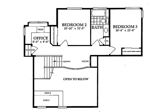 Floor Plan - Upper Floor for European House Plan #942-1 - 4 bed, 2.5 bath