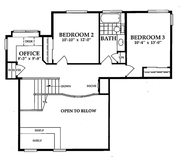 House Blueprint - European Floor Plan - Upper Floor Plan #942-1