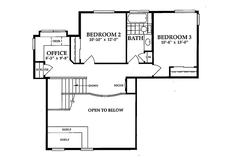 House Blueprint - Floor Plan - Upper Floor for European House Plan #942-1 - 4 bed, 2.5 bath