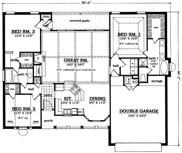 Architectural House Design - Country Floor Plan - Main Floor Plan #42-653