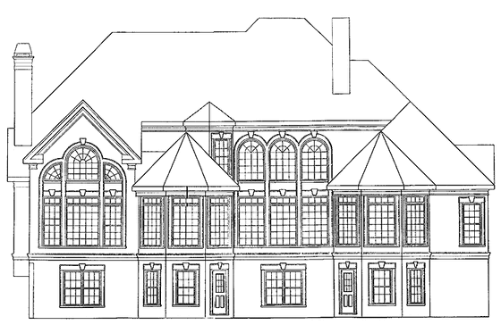 Exterior - Rear Elevation for European House Plan #927-175 - 4 bed, 3.5 bath