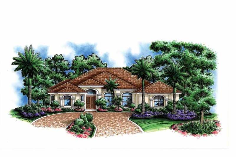 Home Plan - Exterior - Front Elevation 3 for Mediterranean House Plan #1017-122 - 5 bed, 3 bath