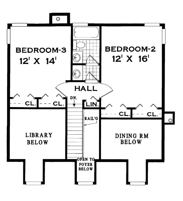 Country Floor Plan - Upper Floor Plan #3-296