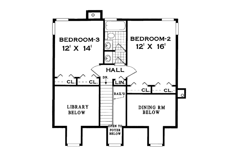 Architectural House Design - Floor Plan - Upper Floor for Farmhouse House Plan #3-296 - 3 bed, 2.5 bath