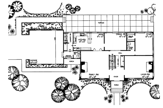 Floor Plan - Main Floor for Classical House Plan #72-642 - 4 bed, 2 bath