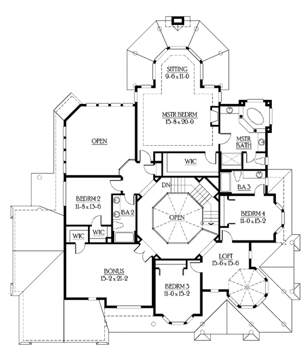 Architectural House Design - Victorian Floor Plan - Upper Floor Plan #132-493