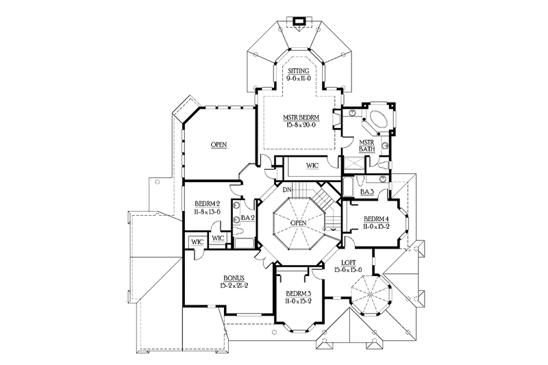 Dream House Plan - Floor Plan - Upper Floor for Victorian House Plan #132-493 - 5 bed, 4 bath