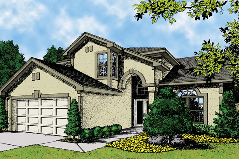 Dream House Plan - Exterior - Front Elevation 3 for Mediterranean House Plan #417-601 - 4 bed, 2.5 bath