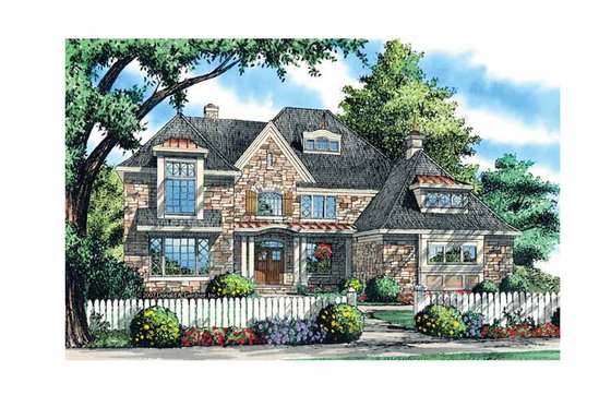 Exterior - Front Elevation 3 for European House Plan #929-868 - 5 bed, 4 bath
