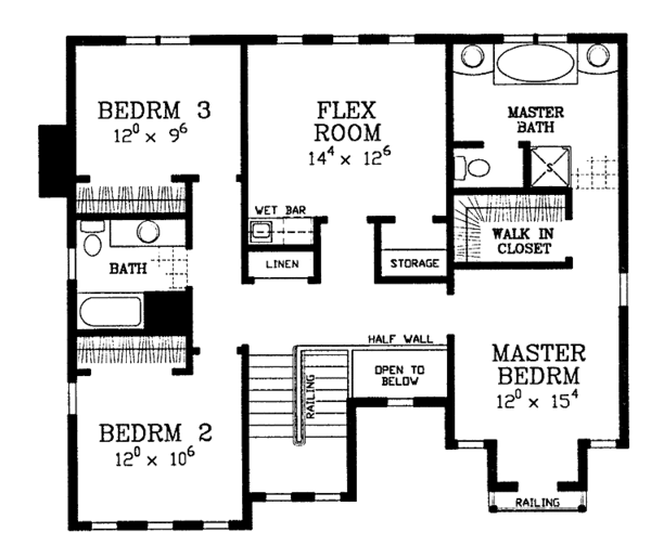 Home Plan - Adobe / Southwestern Floor Plan - Upper Floor Plan #72-1133