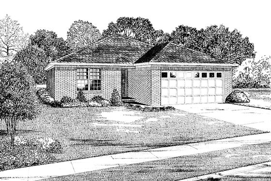 Exterior - Front Elevation 3 for Ranch House Plan #17-2810 - 3 bed, 2 bath