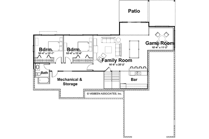 Home Plan - Floor Plan - Lower Floor for Craftsman House Plan #928-129 - 3 bed, 2.5 bath