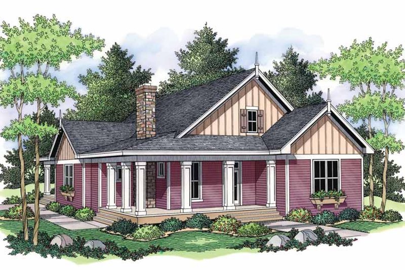 Dream House Plan - Exterior - Front Elevation 3 for Country House Plan #51-691 - 3 bed, 2 bath