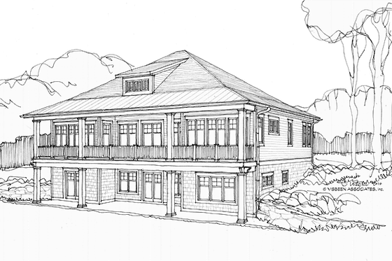 Exterior - Rear Elevation for Craftsman House Plan #928-221 - 4 bed, 4 bath