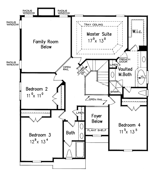 House Plan Design - Colonial Floor Plan - Upper Floor Plan #927-630