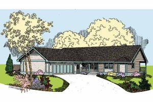 House Blueprint - Exterior - Front Elevation for Country House Plan #60-1008 - 2 bed, 2 bath
