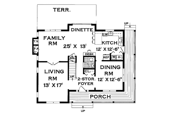 Floor Plan - Main Floor for Traditional House Plan #3-246 - 4 bed, 2.5 bath