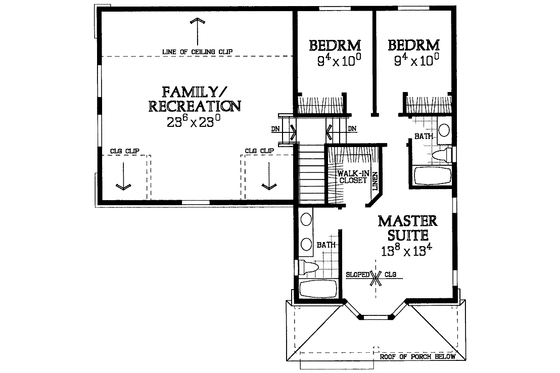 Floor Plan - Upper Floor for Country House Plan #72-1113 - 3 bed, 2.5 bath