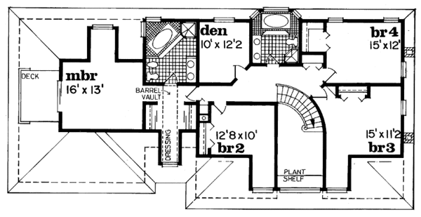 House Blueprint - Traditional Floor Plan - Upper Floor Plan #47-989