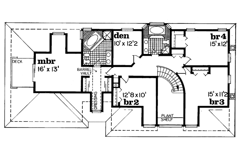 Dream House Plan - Floor Plan - Upper Floor for Traditional House Plan #47-989 - 4 bed, 2 bath