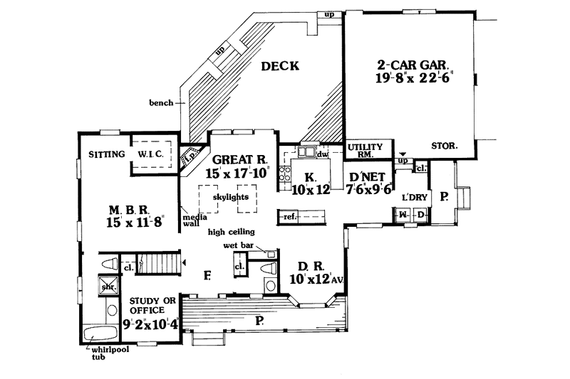 House Plan Design - Floor Plan - Main Floor for Country House Plan #456-46 - 3 bed, 2.5 bath