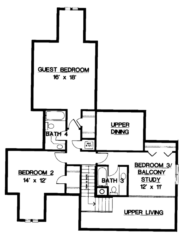 Architectural House Design - Country Floor Plan - Upper Floor Plan #45-469