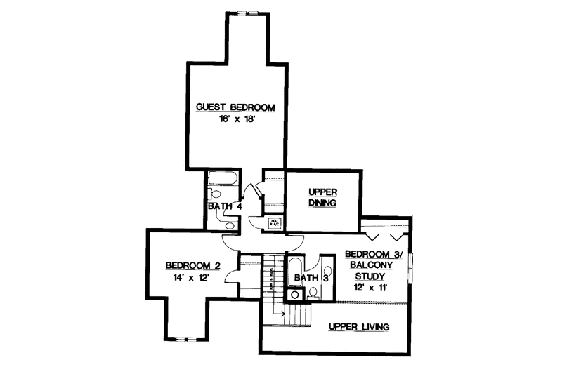Home Plan - Floor Plan - Upper Floor for Country House Plan #45-469 - 3 bed, 3.5 bath