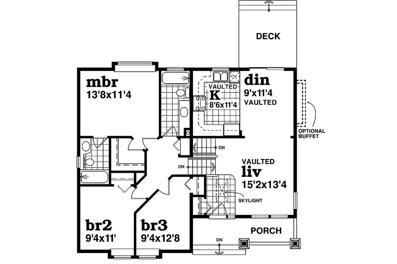 Dream House Plan - Floor Plan - Main Floor for Craftsman House Plan #47-949 - 3 bed, 2 bath