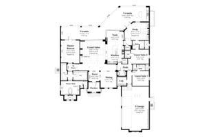 Floor Plan - Main Floor for Mediterranean House Plan #930-446 - 3 bed, 3.5 bath
