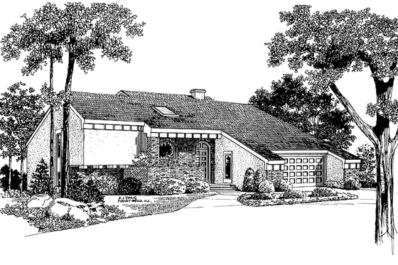 Exterior - Front Elevation 3 for Contemporary House Plan #72-771 - 3 bed, 2.5 bath