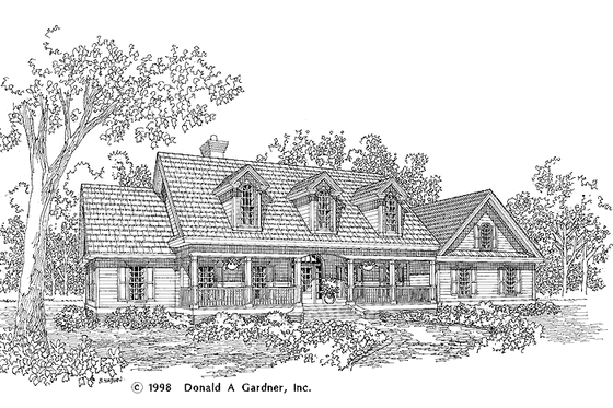 Exterior - Front Elevation 3 for Ranch House Plan #929-406 - 4 bed, 3 bath