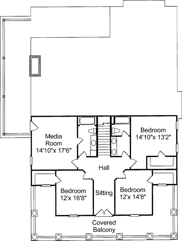 Architectural House Design - Southern Floor Plan - Upper Floor Plan #37-265