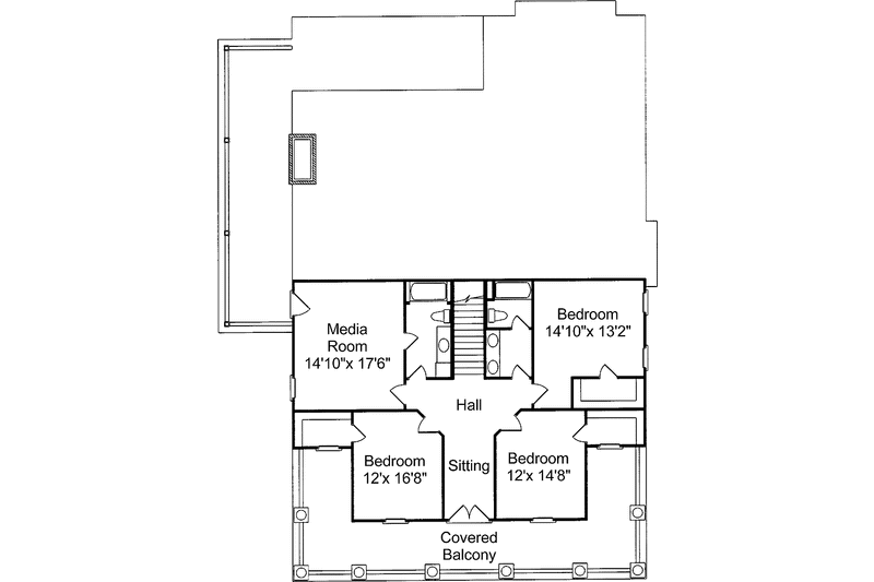 Architectural House Design - Floor Plan - Upper Floor for Southern House Plan #37-265 - 4 bed, 3.5 bath