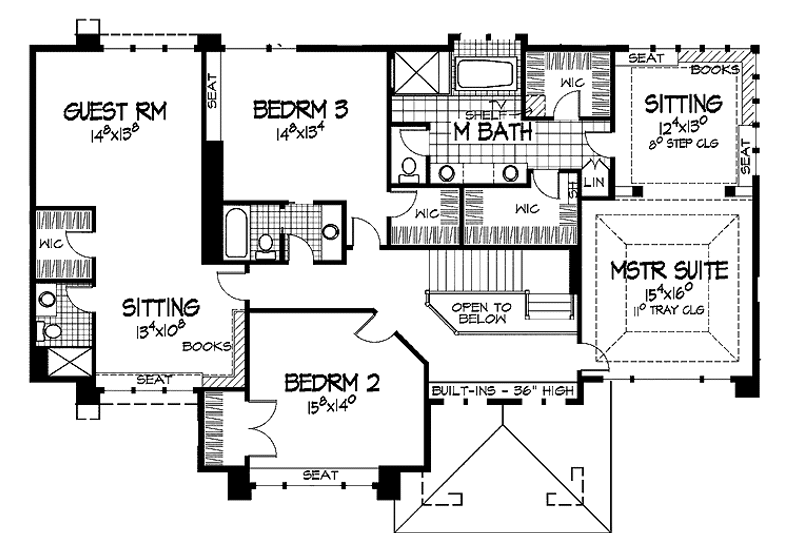 Home Plan - Floor Plan - Upper Floor for Mediterranean House Plan #51-792 - 4 bed, 3.5 bath