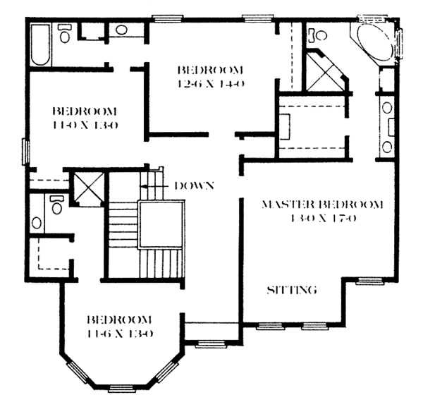 Architectural House Design - Victorian Floor Plan - Upper Floor Plan #1014-36