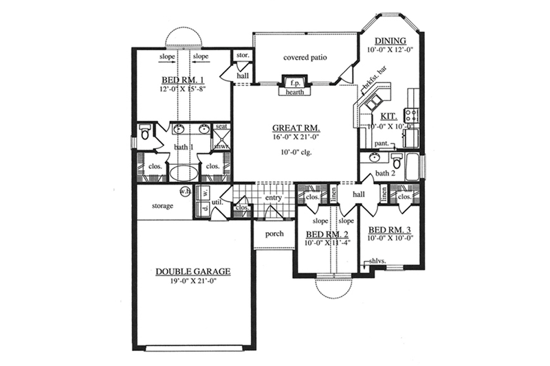 Dream House Plan - Floor Plan - Main Floor for Traditional House Plan #42-718 - 3 bed, 2 bath