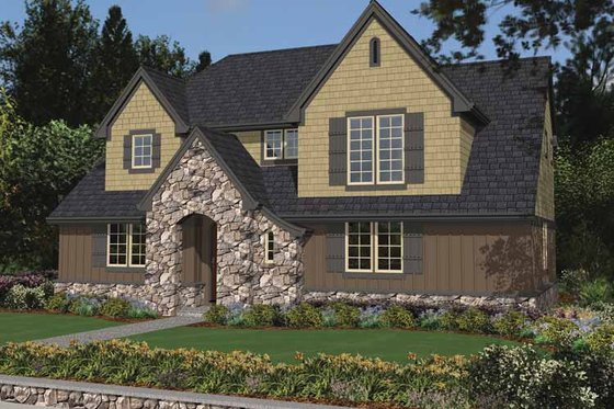 Exterior - Front Elevation 3 for Tudor House Plan #48-871 - 3 bed, 2.5 bath