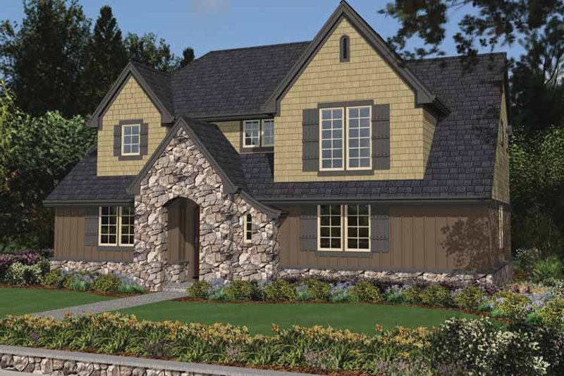 House Blueprint - Exterior - Front Elevation 3 for Tudor House Plan #48-871 - 3 bed, 2.5 bath