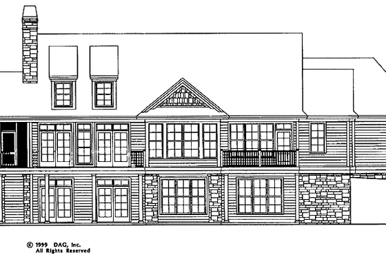 Exterior - Rear Elevation 1 for Craftsman House Plan #929-505 - 4 bed, 3 bath