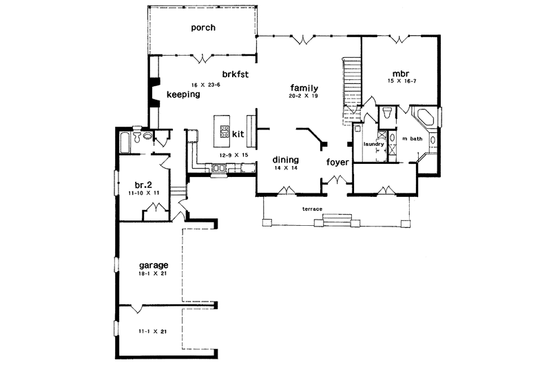 House Design - Floor Plan - Main Floor for Country House Plan #301-122 - 4 bed, 3 bath