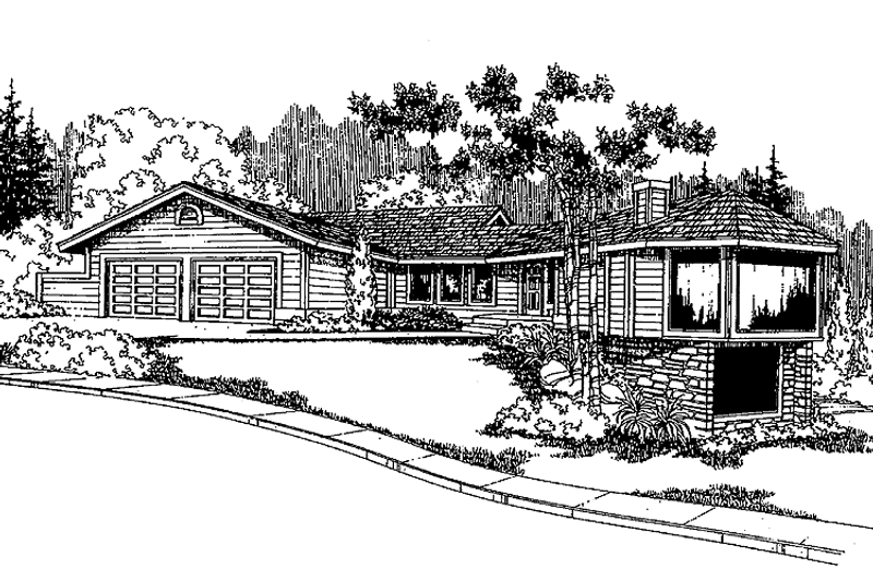 Architectural House Design - Exterior - Front Elevation 3 for Country House Plan #60-801 - 3 bed, 2.5 bath