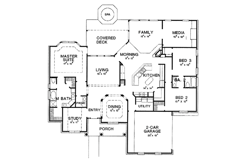 Architectural House Design - Floor Plan - Main Floor for Colonial House Plan #472-171 - 3 bed, 2.5 bath