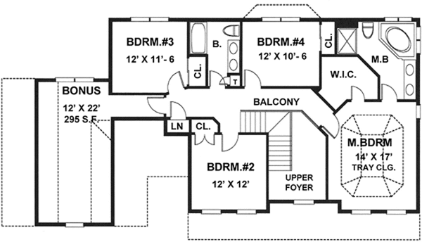 Dream House Plan - Country Floor Plan - Upper Floor Plan #1001-31