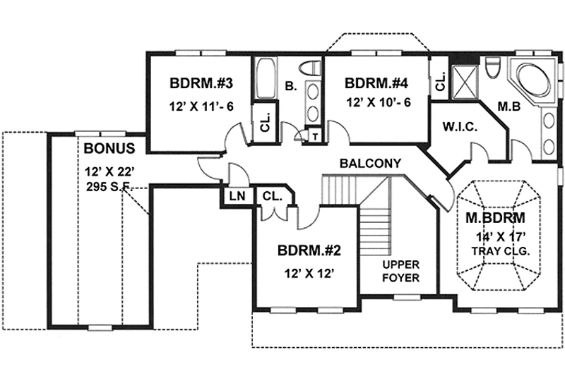 Architectural House Design - Floor Plan - Upper Floor for Country House Plan #1001-31 - 4 bed, 2.5 bath
