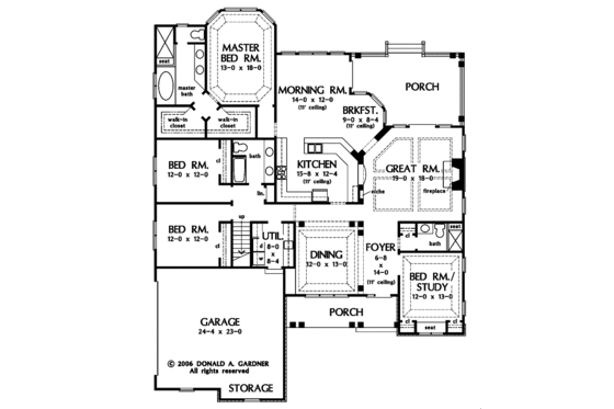 Floor Plan - Main Floor for Craftsman House Plan #929-824 - 4 bed, 3 bath