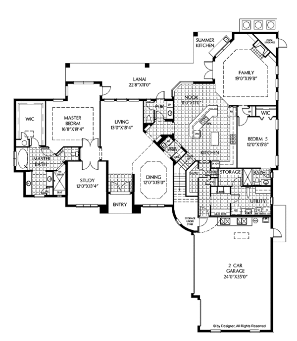 House Blueprint - Mediterranean Floor Plan - Main Floor Plan #999-136