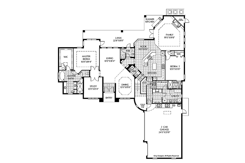 Dream House Plan - Floor Plan - Main Floor for Mediterranean House Plan #999-136 - 5 bed, 4.5 bath